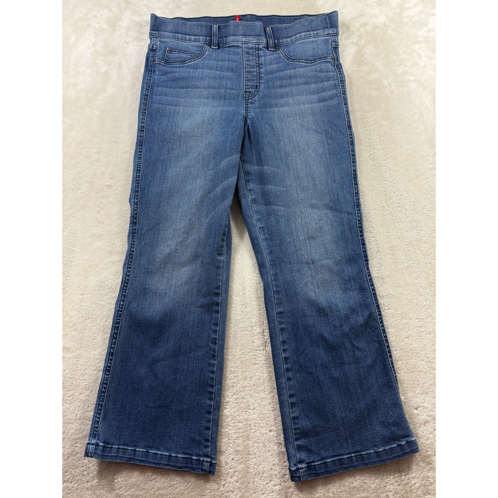 Spanx Womens Crop Flare Pull-On Vintage Indigo Blue Jeans L Petite Meas: 32x25
